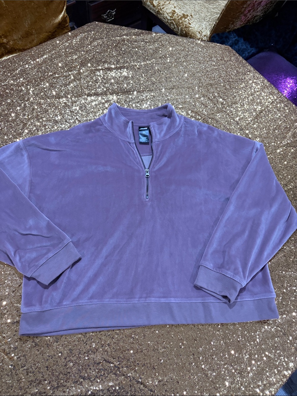 Avia Lavender Velour Quarter-Zip Pullover Jacket